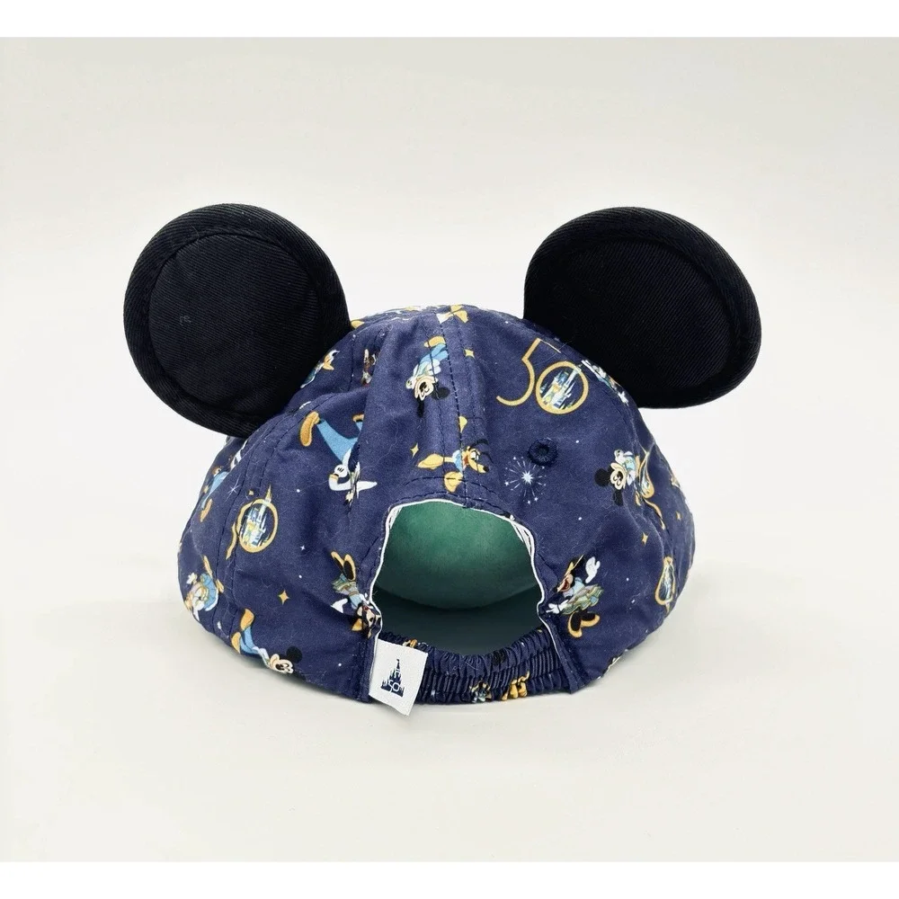Disney Parks 50th Anniversary Mickey Ears Hat Blue All Over Print Mickey Donald